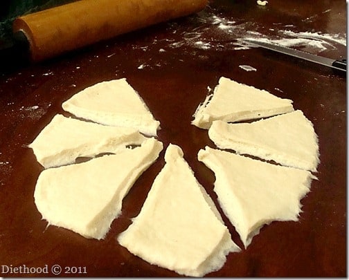 shaping dough for croissants
