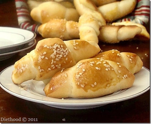 kifli croissants with sesame seeds