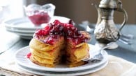 Pumpkin Pancakes with Cranberry Maple Syrup @diethood