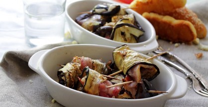 Grilled Eggplant Rollups with Bacon and Goat Cheese | www.diethood.com | #recipe #appetizer #grill #bacon
