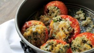 Quinoa and Spinach Stuffed Tomatoes | www.diethood.com | Baked tomatoes stuffed with quinoa and spinach, and topped with cheeses | #recipe #appetizer #dinner #sidedish #tomatoes