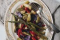 Roasted Vegetable Salad | www.diethood.com | Roasted brussels sprouts, asparagus, red cabbage, peppers, and cherry tomatoes, topped with a delicious, homemade honey mustard dressing | #salad #vegetables #summer