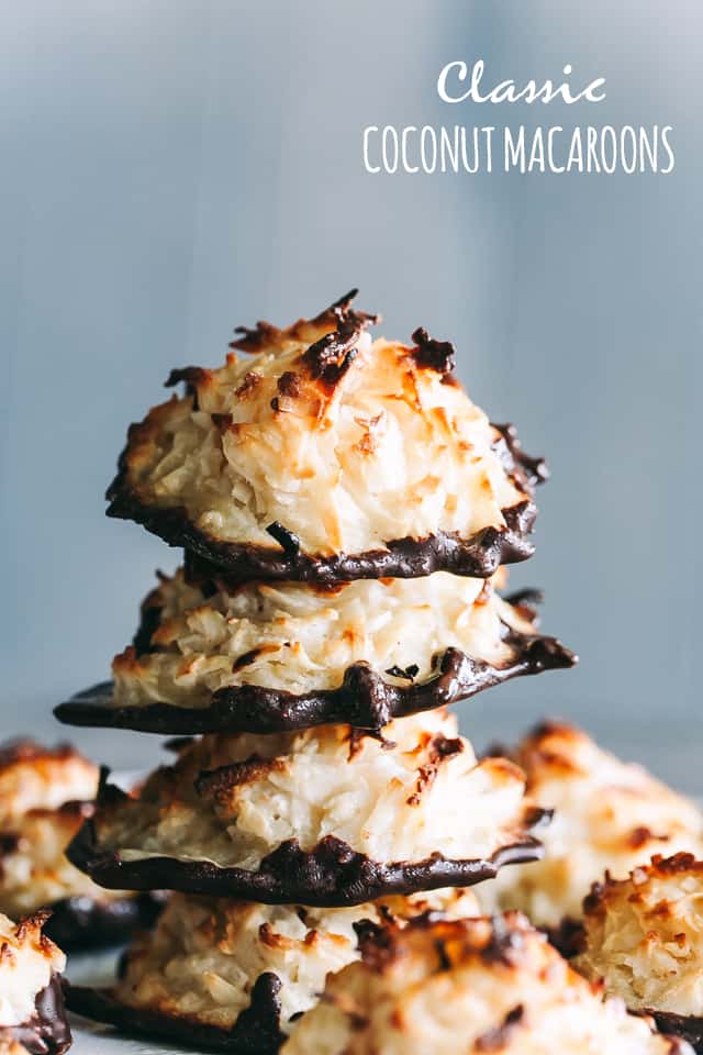 Four Coconut Macaroons stacked up