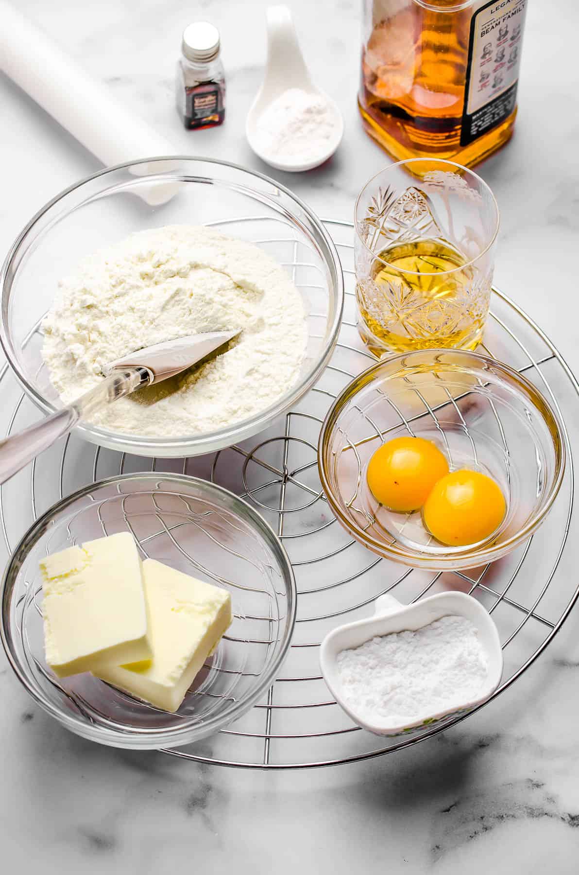 The ingredients for traditional Gurabii shortbread cookies.