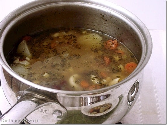 Vegetable Bean Soup in a saucepan