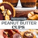 Homemade peanut butter cups Pinterest image with text overlay.