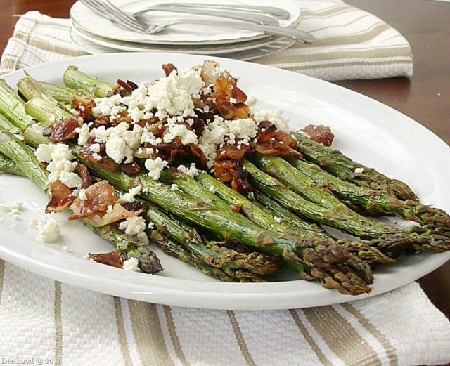 Roasted Asparagus with Bacon and Feta Cheese
