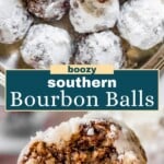 Southern bourbon balls long Pinterest image.
