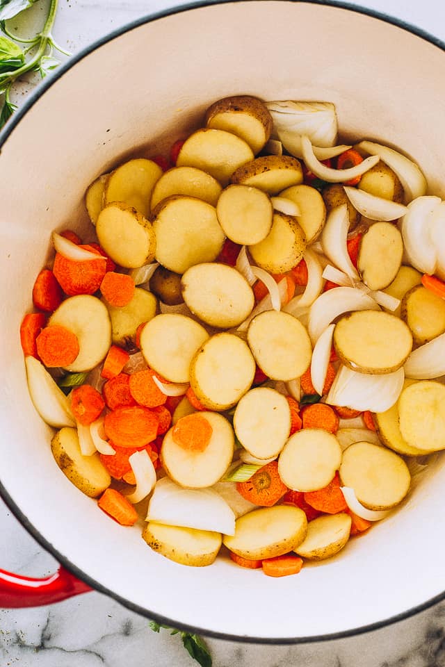 Potatoes and Carrots in Dutch Oven