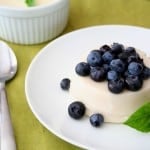 Sweet Basil Panna Cotta topped with blueberries.