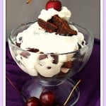 Chocolate Fudge Brownies with Cherries and Cream