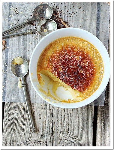 Caramel Coffee Creme Brulee in a dish.