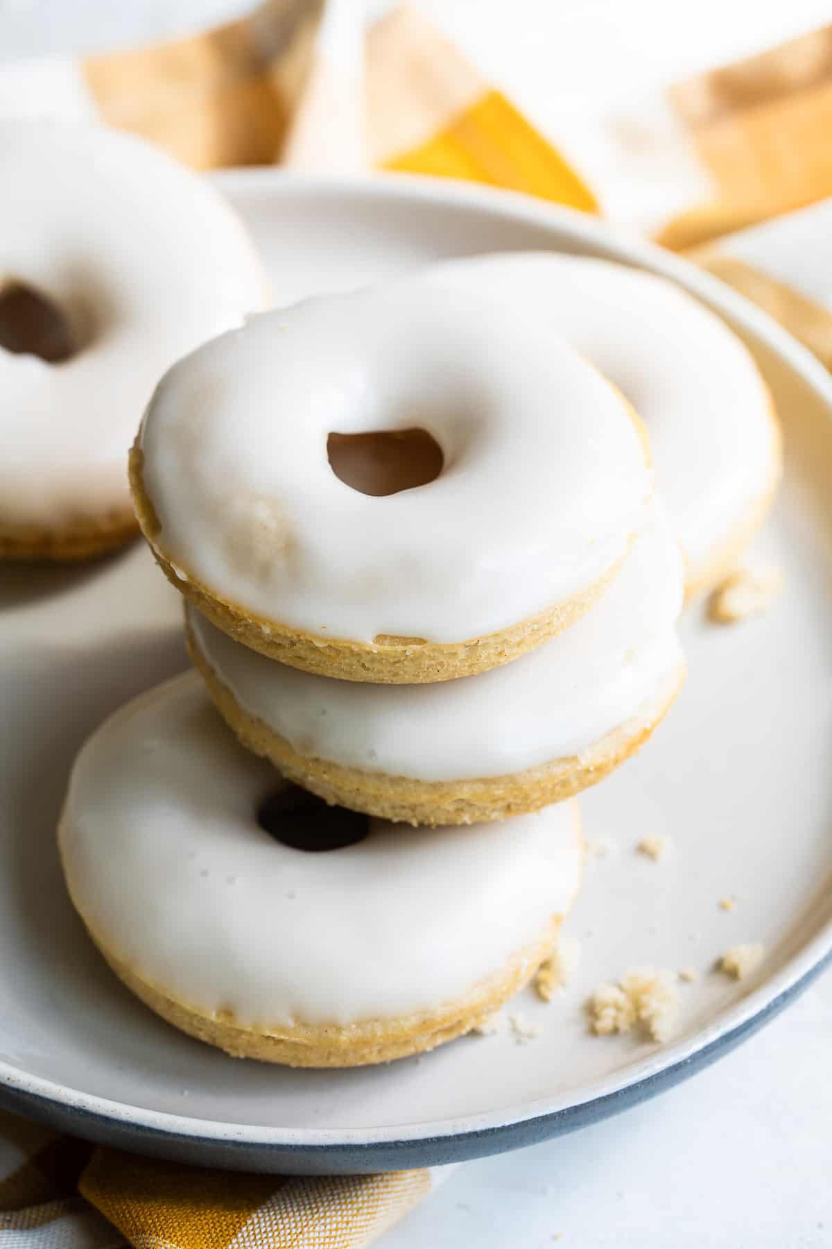 Plate of cinnamon baked donuts.