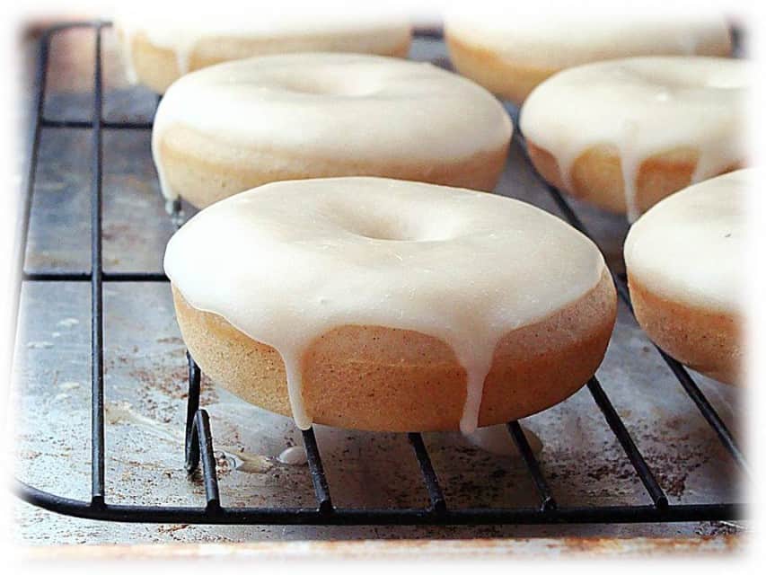 Baked Cinnamon Doughnuts with Vanilla Glaze 