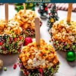 Caramel popcorn balls Pinterest image.