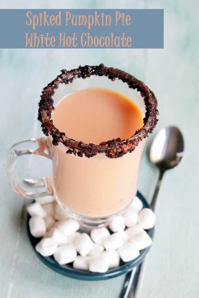 Spiked Pumpkin Pie White Hot Chocolate | www.diethood.com | #recipe #hotchocolate #whitehotchocolate #drinks