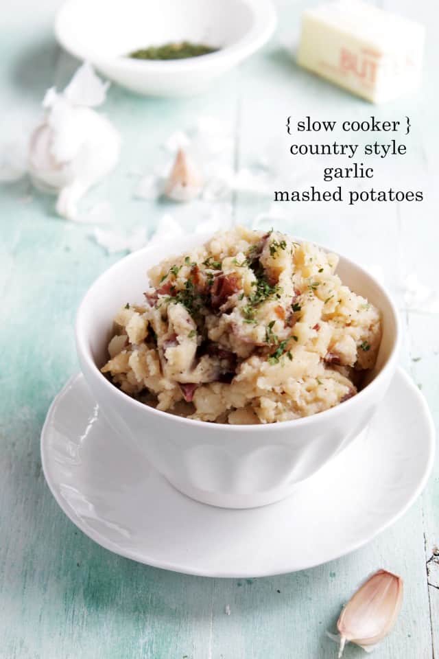 Slow Cooker Country Style Garlic Mashed Potatoes @diethood
