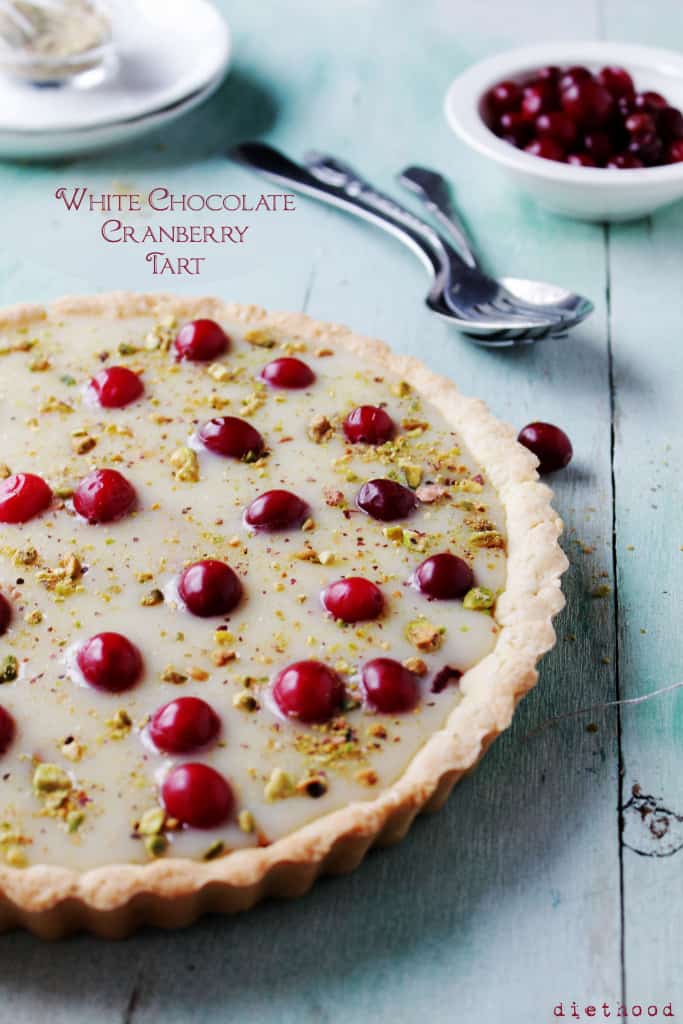White Chocolate Cranberry Tart @diethood | www.diethood.com | #tart #dessert #christmas #holidaybaking #cranberries #whitechocolate #recipe