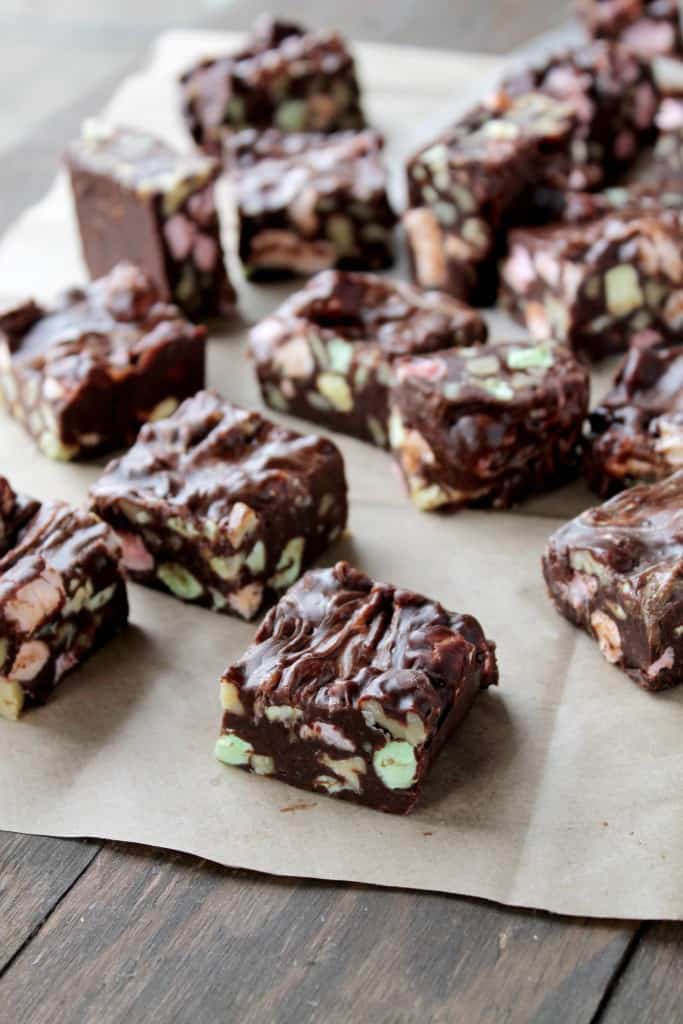 Rocky Road Chocolate Fudge Bars | Easy Homemade Candy Recipe