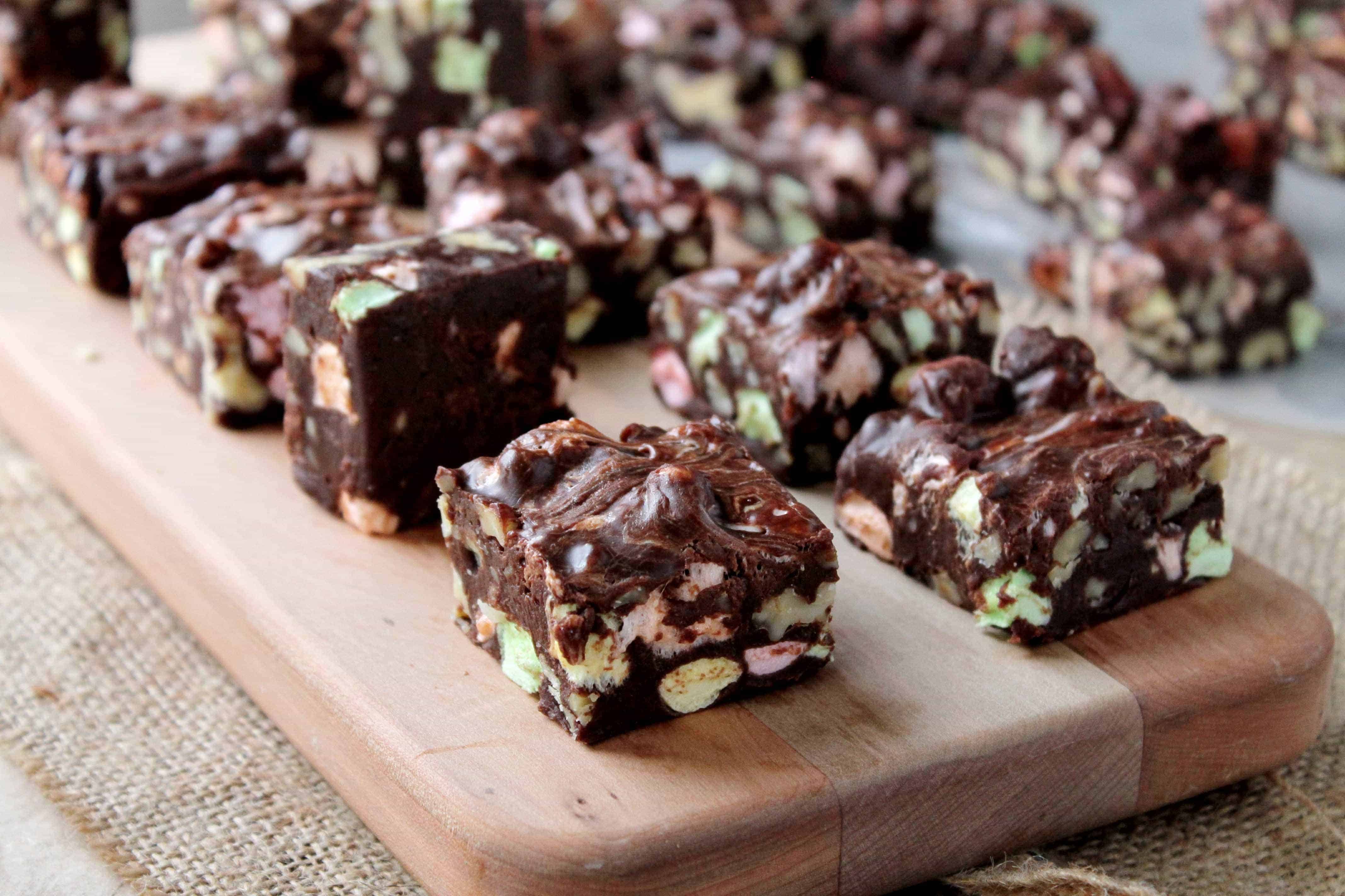 Rocky Road Chocolate Fudge Bars | Easy Homemade Candy Recipe