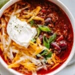 Beef Chili in a bowl.