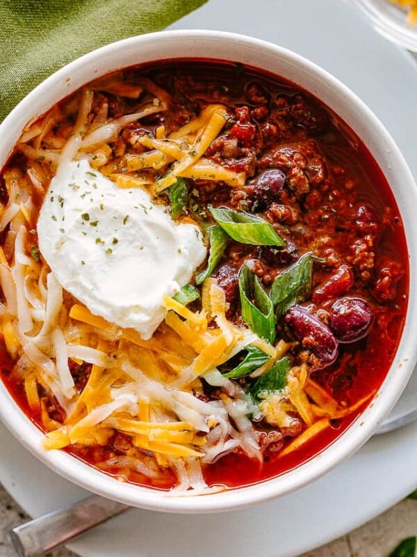 Beef Chili in a bowl.