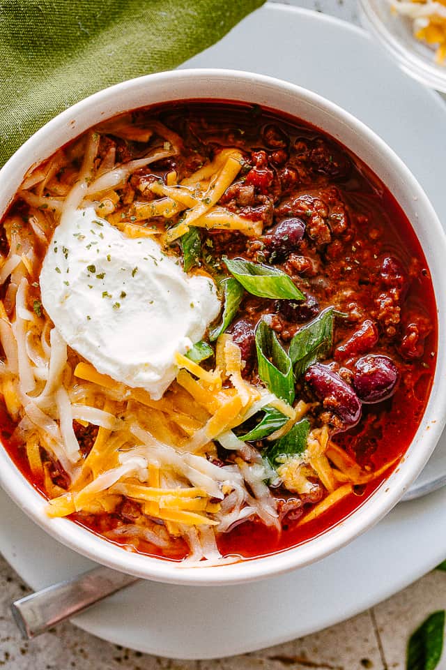 Beef Chili in a bowl.