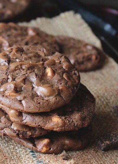 Chocolate Butterscotch Cookies | www.diethood.com | Thin, rich, decadent chocolate cookies with butterscotch chips for your chocolate-lovin' Valentine | #recipe #chocolate #cookies