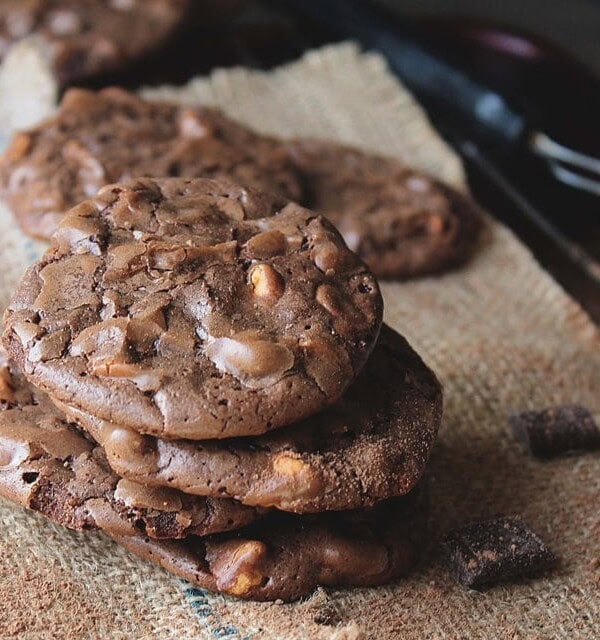 Chocolate Butterscotch Cookies | www.diethood.com | Thin, rich, decadent chocolate cookies with butterscotch chips for your chocolate-lovin' Valentine | #recipe #chocolate #cookies