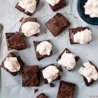 Fudge Brownies with Bailey's Buttercream Frosting | www.diethood.com | Fudge Brownies topped with a Bailey's Buttercream Frosting | #recipe #stpatricksday #brownies #irish #chocolate