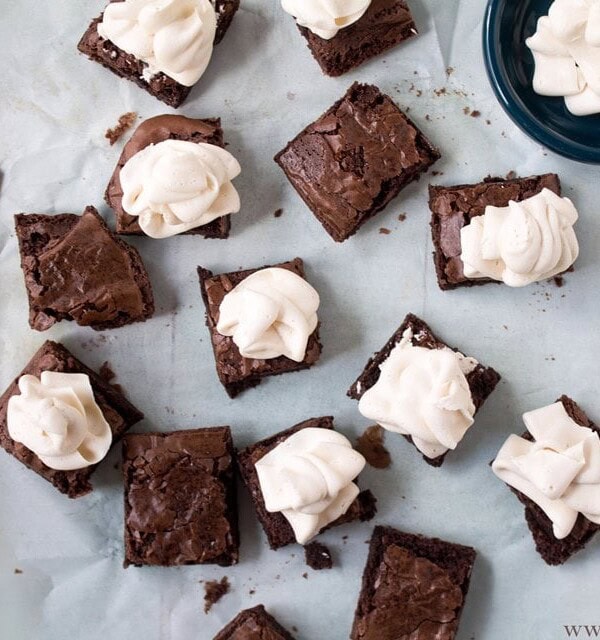 Fudge Brownies with Bailey's Buttercream Frosting | www.diethood.com | Fudge Brownies topped with a Bailey's Buttercream Frosting | #recipe #stpatricksday #brownies #irish #chocolate