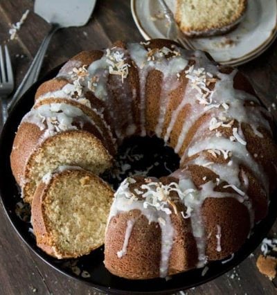 Coconut Lime Cake | www.diethood.com | This Coconut Bundt Cake has a wonderful, sweet, rich coconut flavor that is complemented by a light hint of lime | #recipe #bundtamonth #cake #coconut #dessert