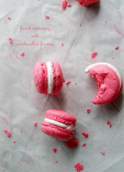 French Macarons with Marshmallow Frosting | www.diethood.com | Sweet, meringue-based sandwich cookies filled with a Marshmallow Frosting | #recipe #macarons #marshmallows #dessert