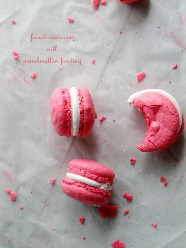 French Macarons with Marshmallow Frosting | www.diethood.com | Sweet, meringue-based sandwich cookies filled with a Marshmallow Frosting | #recipe #macarons #marshmallows #dessert