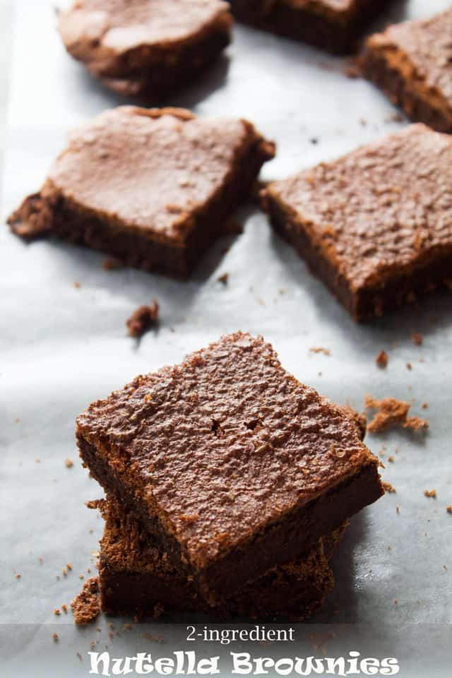 2-Ingredient Nutella Brownies | www.diethood.com | Eggs and Nutella are all you will need to make these delicious brownies | #recipe #dessert #glutenfree #nutella #chocolate #brownies