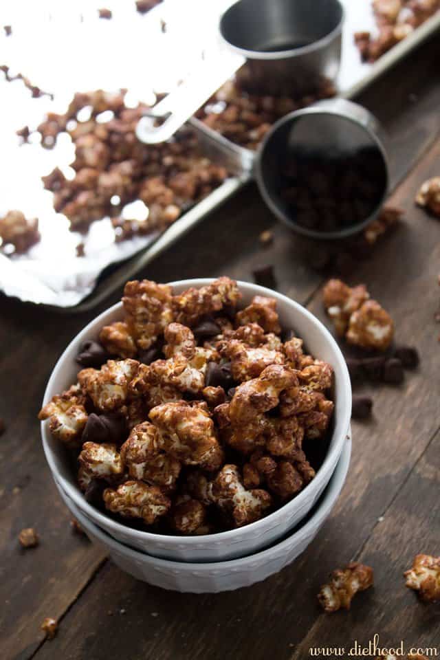 Salted Chocolate Caramel Popcorn | www.diethood.com | #popcorn #recipe #caramel #chocolate