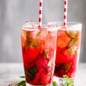 Strawberry Mojitos in glasses.