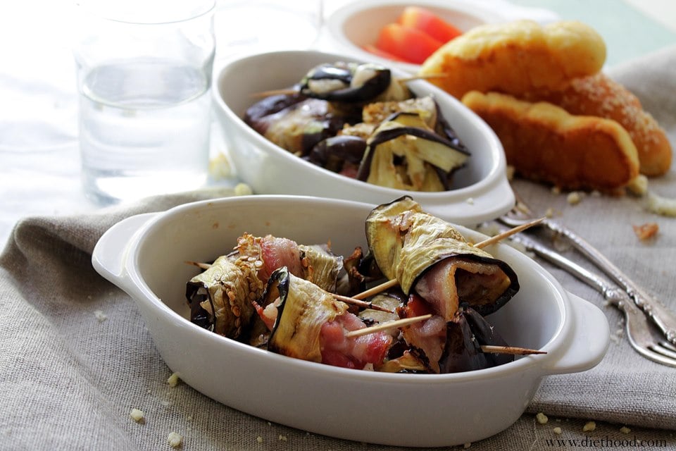 Grilled Eggplant Rollups with Bacon and Goat Cheese Image