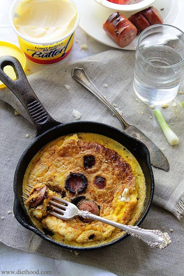 Smoked Sausage and Feta Cheese Frittata | www.diethood.com | Quick and simple frittata with smoked sausage and feta cheese | #recipe #dinner #breakfast#BreakfastAfterDark #cgc 