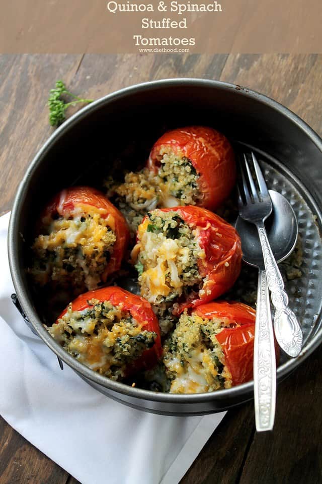 Quinoa and Spinach Stuffed Tomatoes