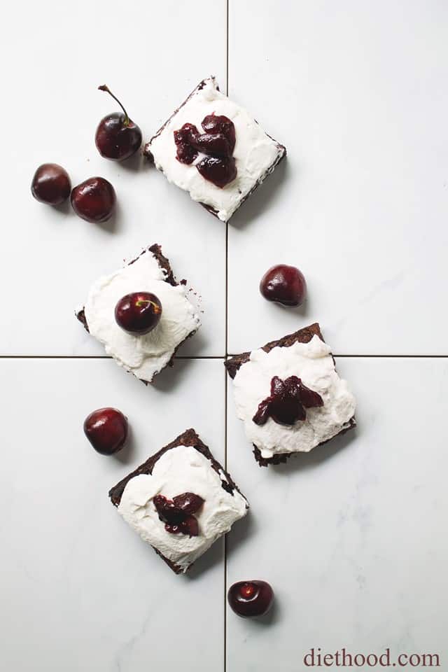 Black Forest Brownies | www.diethood.com | #recipe #brownies #blackforest #cherries