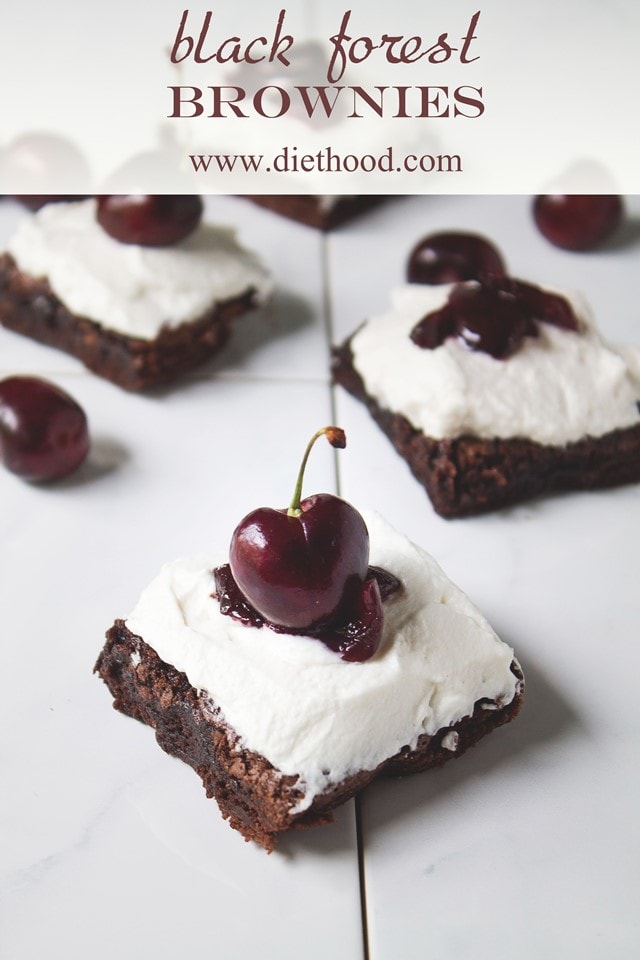Black Forest Brownies | www.diethood.com | #recipe #brownies #blackforest #cherries