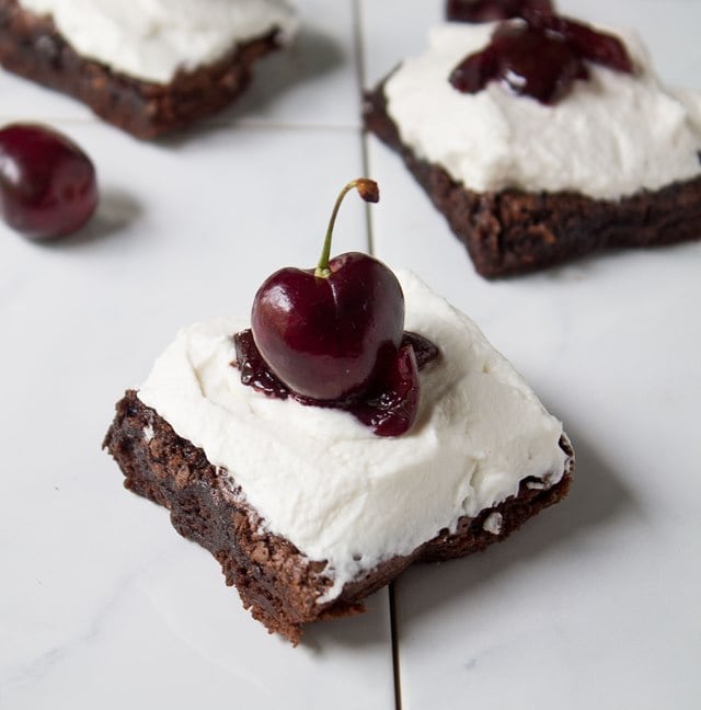 Black Forest Brownies | www.diethood.com | #recipe #brownies #blackforest #cherries