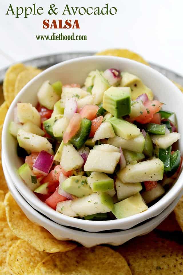 Apple Avocado Salsa with Honey-Lime Dressing | www.diethood.com | #recipe #salsa #avocados #appetizer #snack