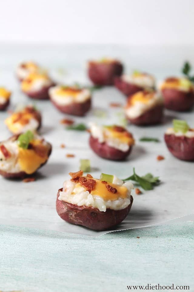 Loaded Baked Potato Bites | www.diethood.com | #potatoes #recipe #bacon