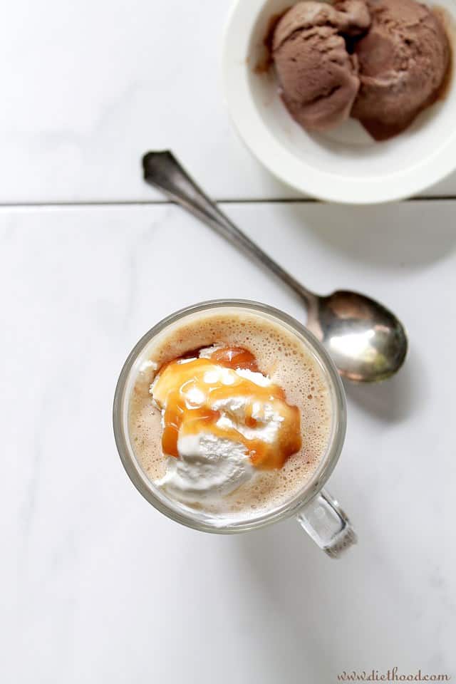 Chocolate and Vanilla Eiskaffee | www.diethood.com | Iced Coffee served over chocolate and vanilla ice cream | #recipe #coffee #icecream #summer