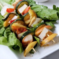 Honey-Mustard Teriyaki Chicken and Peach Kabobs | www.diethood.com | #chicken #recipe #grilling