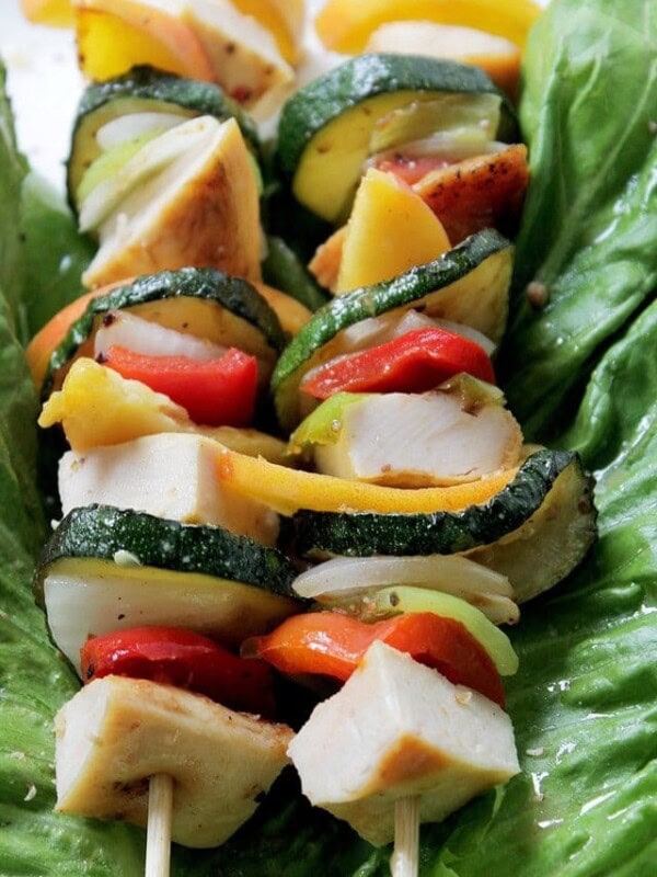 Honey-Mustard Teriyaki Chicken and Peach Kabobs | www.diethood.com | #chicken #recipe #grilling