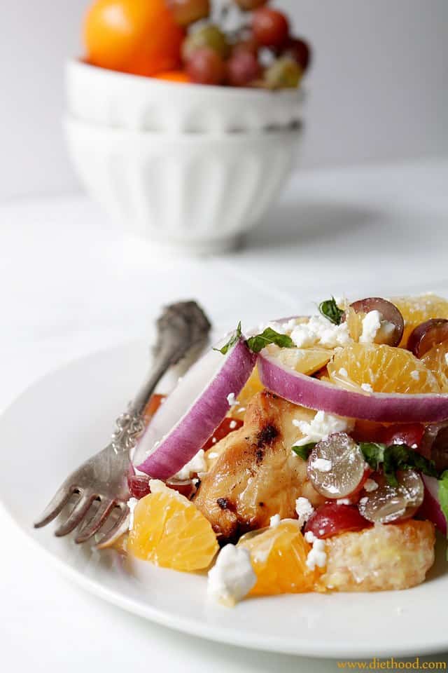 Grilled Chicken with Orange, Grape and Feta Salsa | www.diethood.com | #recipe #chicken #salsa #fruit