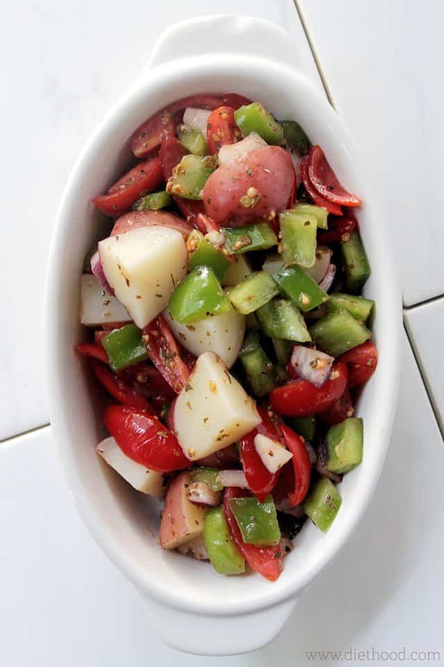 Garden Vetable Potato Salad | www.diethood.com | #recipe #potatosalad #appetizers #salad